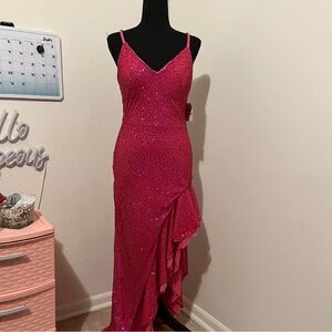 Fuchsia High Low Formal Dress